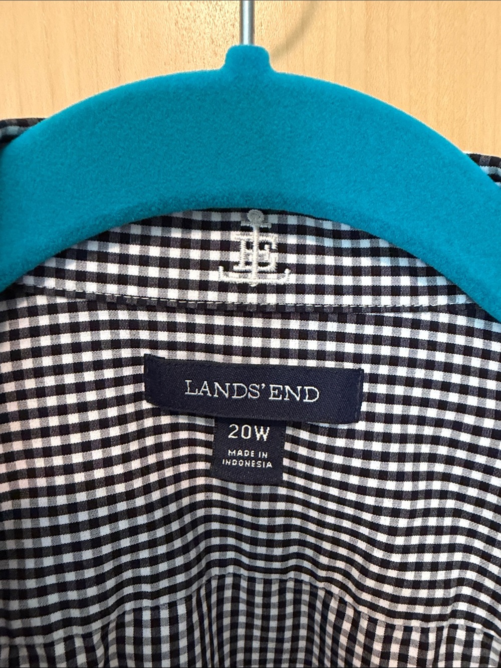Lands' End Black & White Gingham Button-Down Shirt - Picture 2 of 5